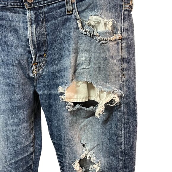 Ag Adriano Goldschmied Modern Slim Straight Distressed Destroyed Jeans - Picture 3 of 9
